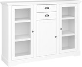 Venny dressoir 2 glazen deuren, 1 houten deur en 2 lades, wit gelakt.