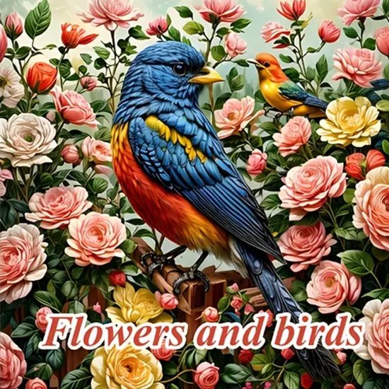 Kleurboek Vogels En Bloemen – Natuur kleurboek – Kleurboek natuur – Creatief Kleurboek Natuur – Vogel kleurboek – Kinderen en Volwassenen – Colorbook Birds And Flowers – 20x20cm – 20 Tekeningen