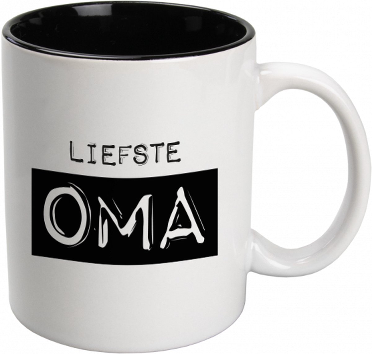 Mok - Zwart Wit - Toffees - Oma - lint: "Speciaal voor jou" - Cadeauverpakking