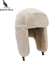 San Vitale® - Piloten muts - Faux Bont muts - Winter muts - Met Oorkleppen - Unisex - Stof/ faux bont - Creme