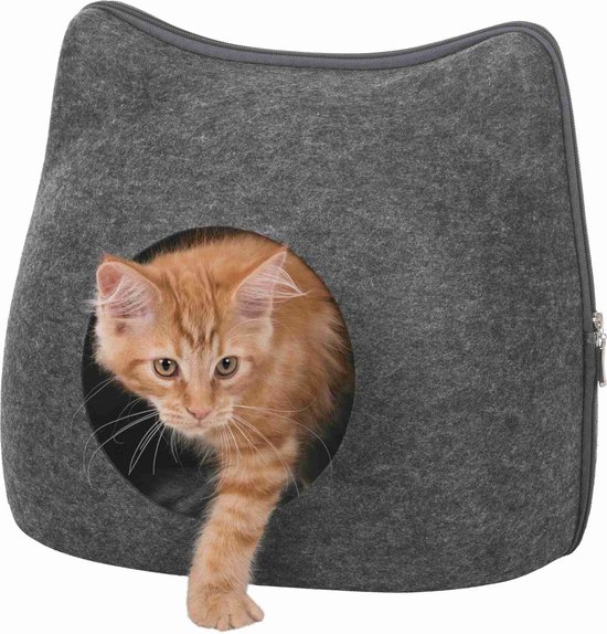 Trixie - Kattenmand - Relax Iglo - Kat - Vilt - Grijs - 38X37X35 cm