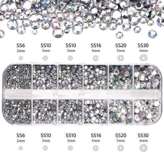 New Age Devi - Strass nagel steentjes - Rhinestone - 3D nail art - Nagel diamantjes - Bruidsnagels - 1200 steentjes - Diverse kleuren - Voor een sprankelende nail art look