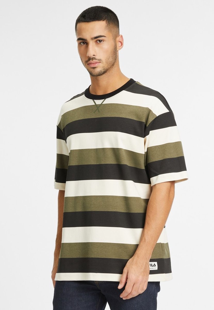 Fila T-Shirt Taichung Gestreept Dropped Shoulder T-shirt Nacht Gestreept-2XL Groen