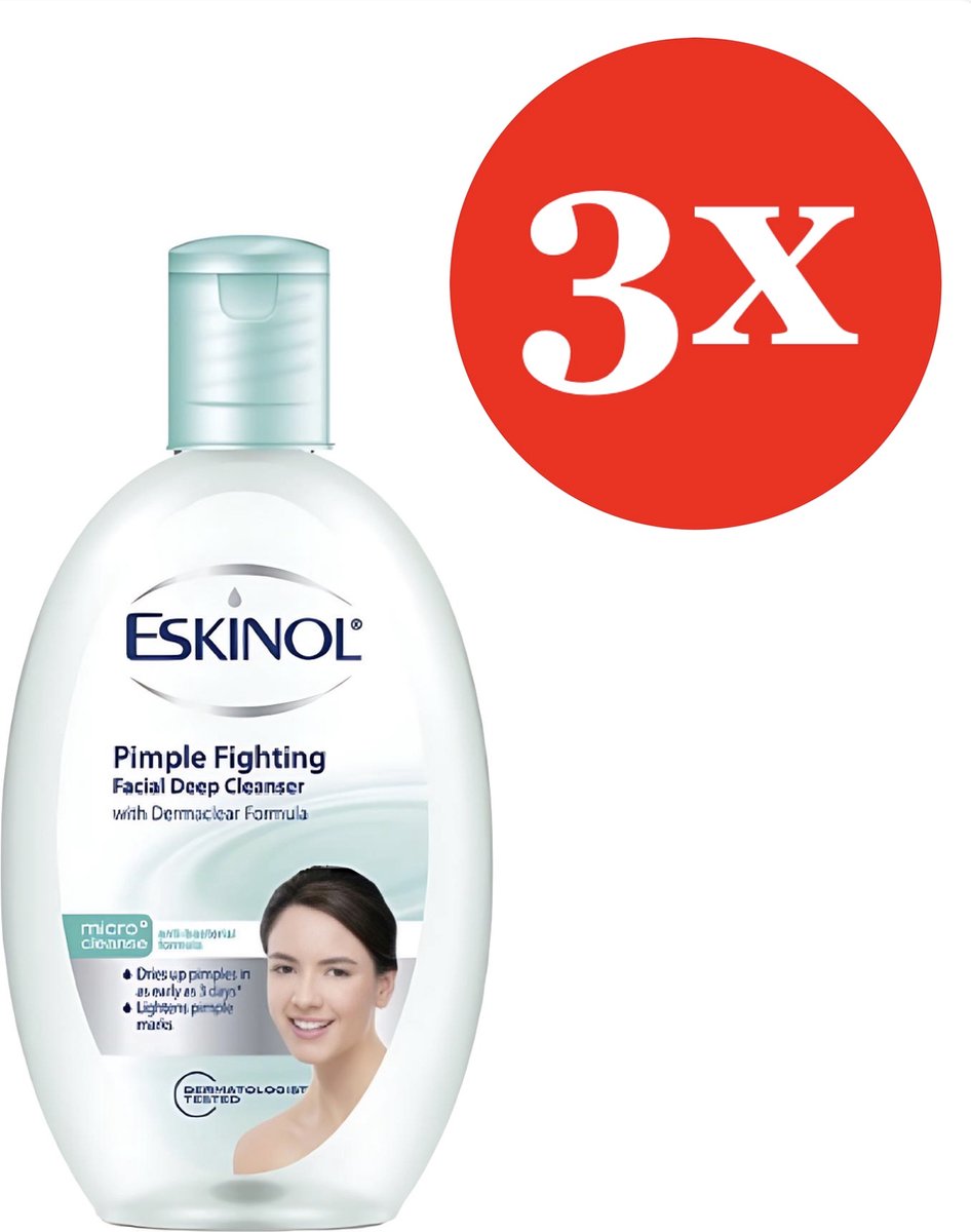 Goedkoopste Eskinol Pimple Fighting Facial Deep Cleanser 3x 225ml