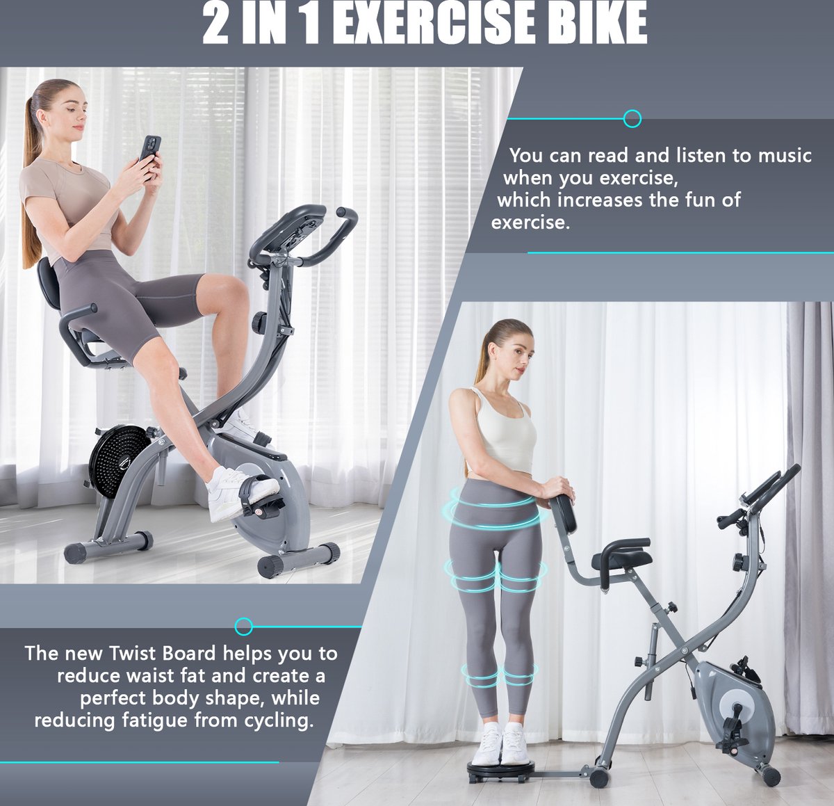 Opvouwbare Hometrainer met 10 Magnetische Weerstandsniveaus - afbeelding 2