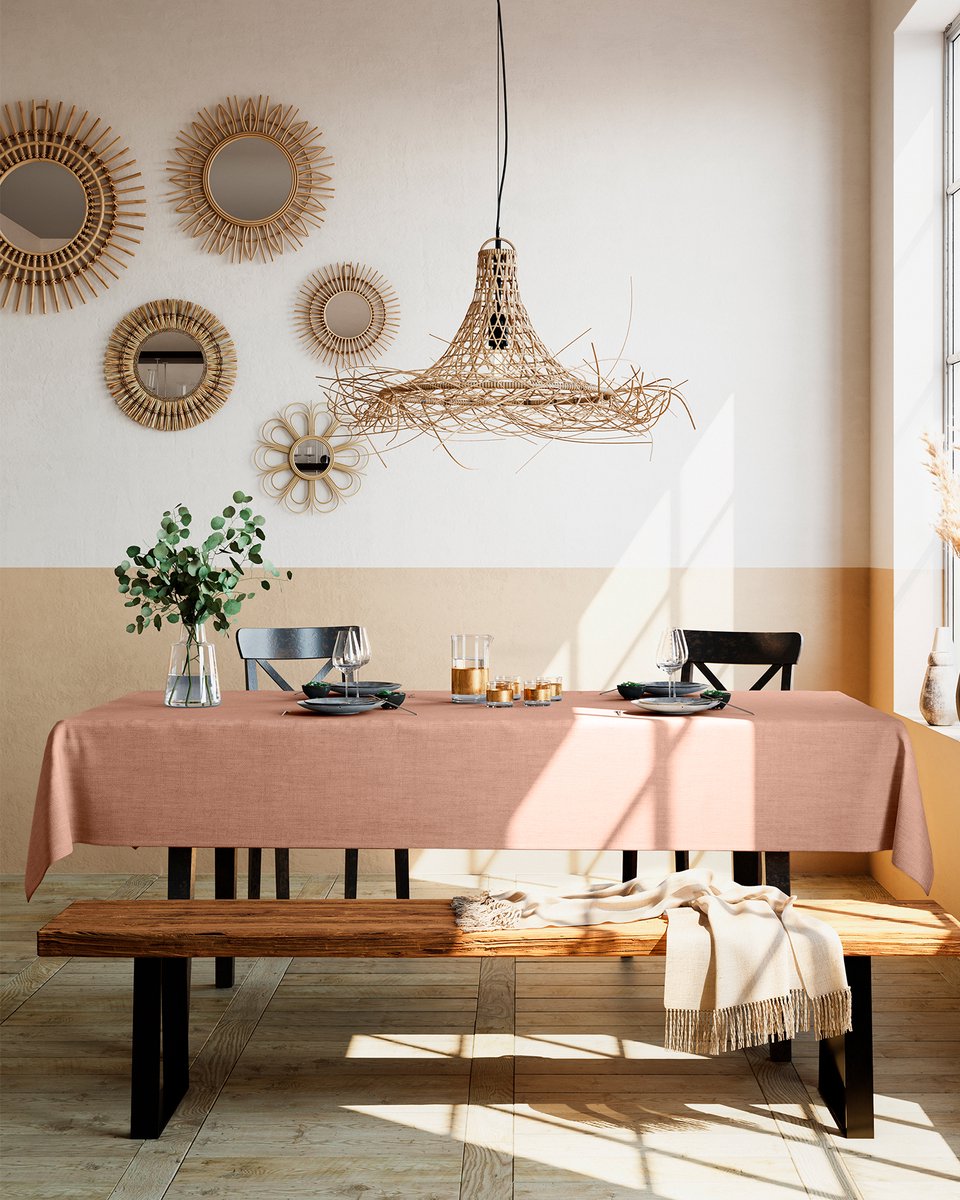 Mistral Home - TAFELKLEED - miretan - 150 x 250 cm - effen kleur - terracotta- Duurzaam