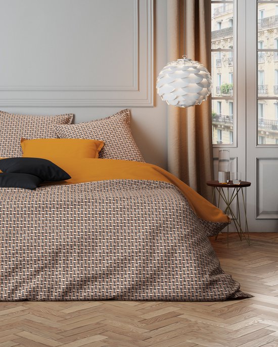 Mistral Home - Housse de couette - 100% coton satiné - 140x200 cm - 1 taie d'oreiller - Oued - Jaune ocre