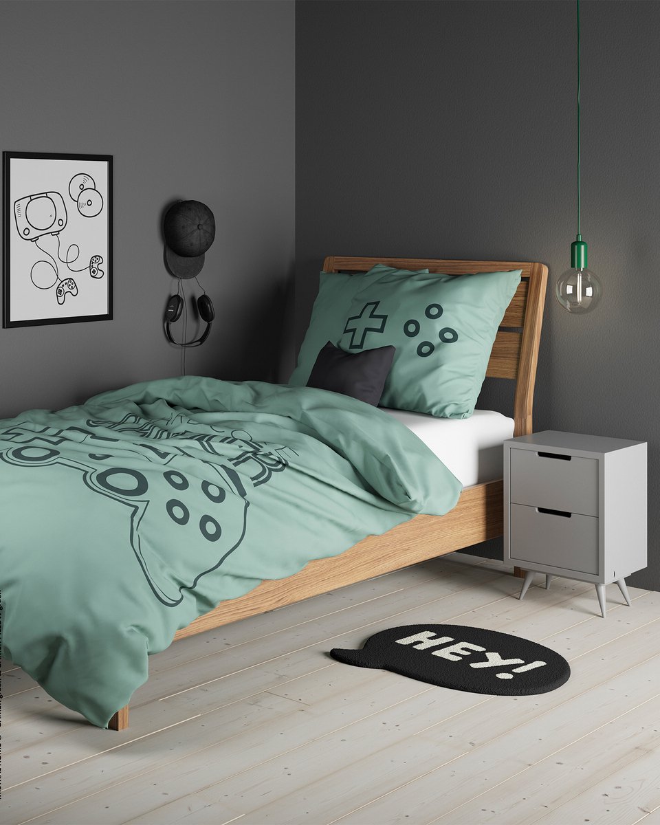 Mistral Home - DEKBEDOVERTREK - katoen renforcé - 140 x 200 cm + 65 x 65 cm - eenpersoons - tekening - groen - Voor kinderen