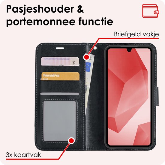 Étui adapté pour Samsung A16 Case Book Case Cover Flip Cover Wallet Bookcase - Zwart