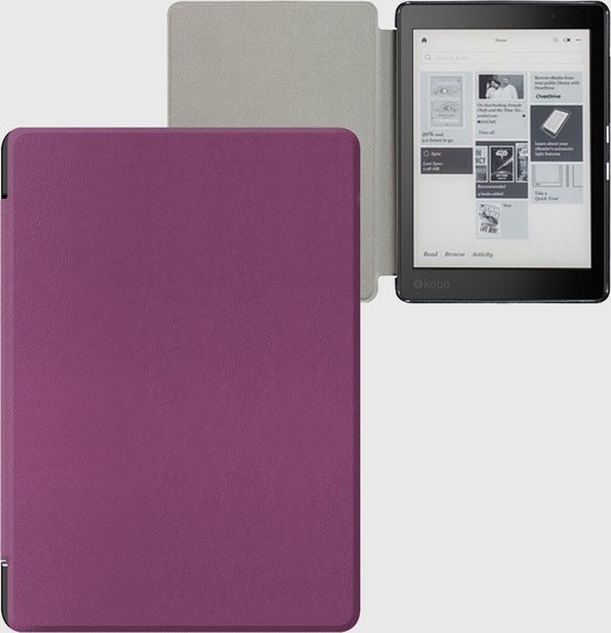 Lunso Geschikt voor Kobo Aura H20 Edition 2 hoes (6.8 inch) - sleepcover - Paars - (niet voor de Kobo Aura edition 2) van Lunso — afbeelding 3