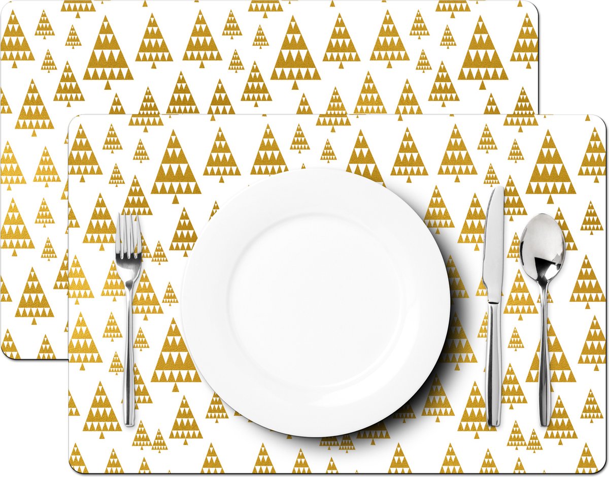 Kerst placemats - Kerstboom - Design - Winter - Onderlegger - 45x30 cm - 6 stuks - Tafeldecoratie Kerstmis - Kerstdecoratie tafel - Tafelversiering – foto 2