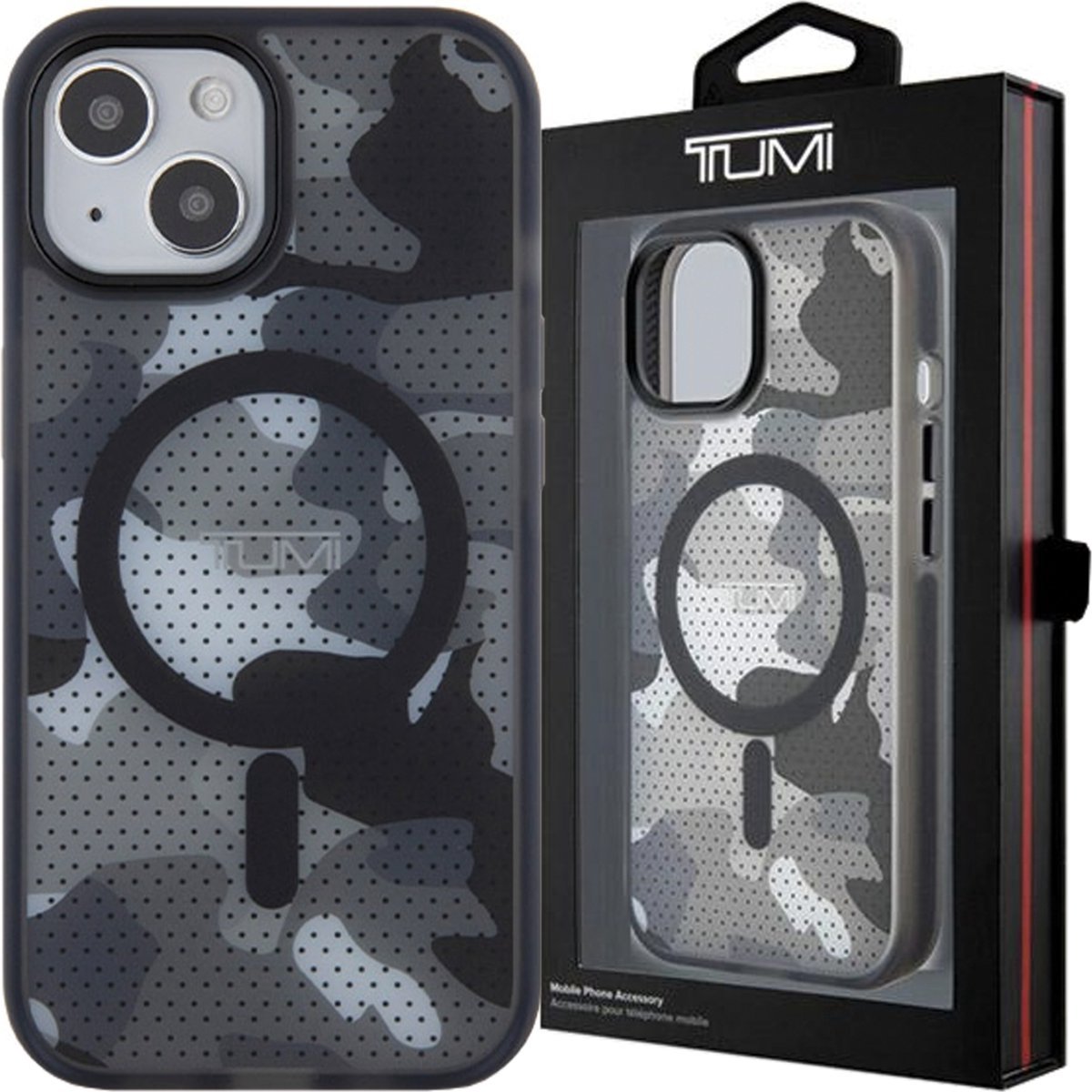 Tumi TUHMP15STCAMK iPhone 15 / 14 / 13 6.1" zwart/zwarte hardcase Frosted Camo Print MagSafe