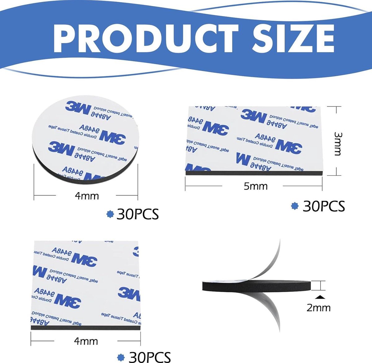 CANOPUS Dubbelzijdige kleefpads, extra sterk, 8 stuks (25 mm x 50 mm), waterdicht, dubbelzijdig plakband, transparant, voor kentekenplaten, woondecoratie