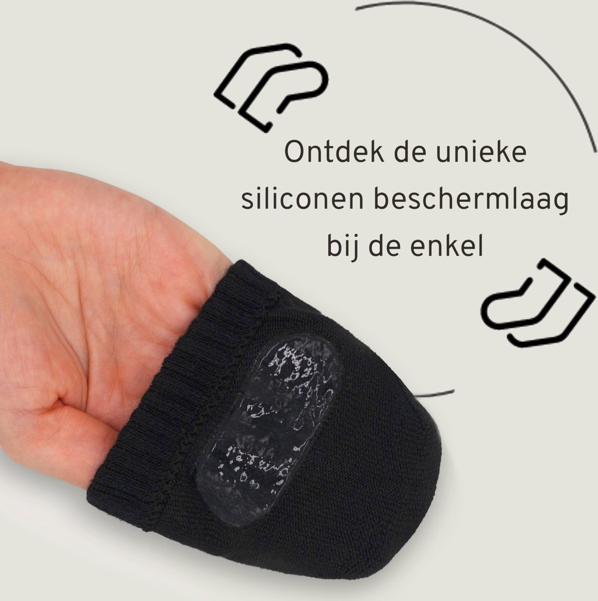MASUK Anti-Blaar Enkelsokken (6 Paar) – Comfortabel & Ademend – Zwart – Unisex — cadeau in Cadeau-ideeën - foto 3