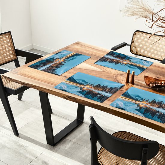 Sets de table - 6 pièces - 45x30 cm - Set de table en plastique - Paysage d'hiver - Nature - Maison - Montagnes - Neige - Dessous de plat - Décoration de table - Accessoires de décoration de table de cuisine