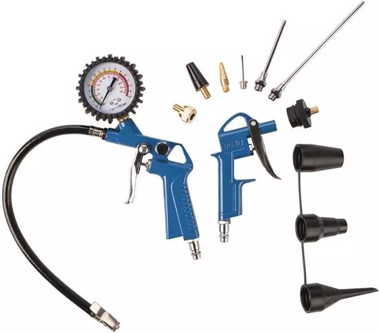 Air Duster Blow Gun, Air Blow Gun, Blue Air Duster Gun Pneumatische Wind Blazen Kit Set met EU Connector PU Slang
