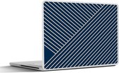 Laptop sticker - 14 inch - Lijnen - Abstract - Blauw - Wit - Minimalistisch - 32x5x23x5cm - Laptopstickers - Laptop skin - Cover