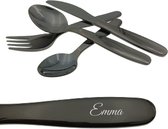 Couverts pour enfants avec gravure du nom - Emma - Zwart