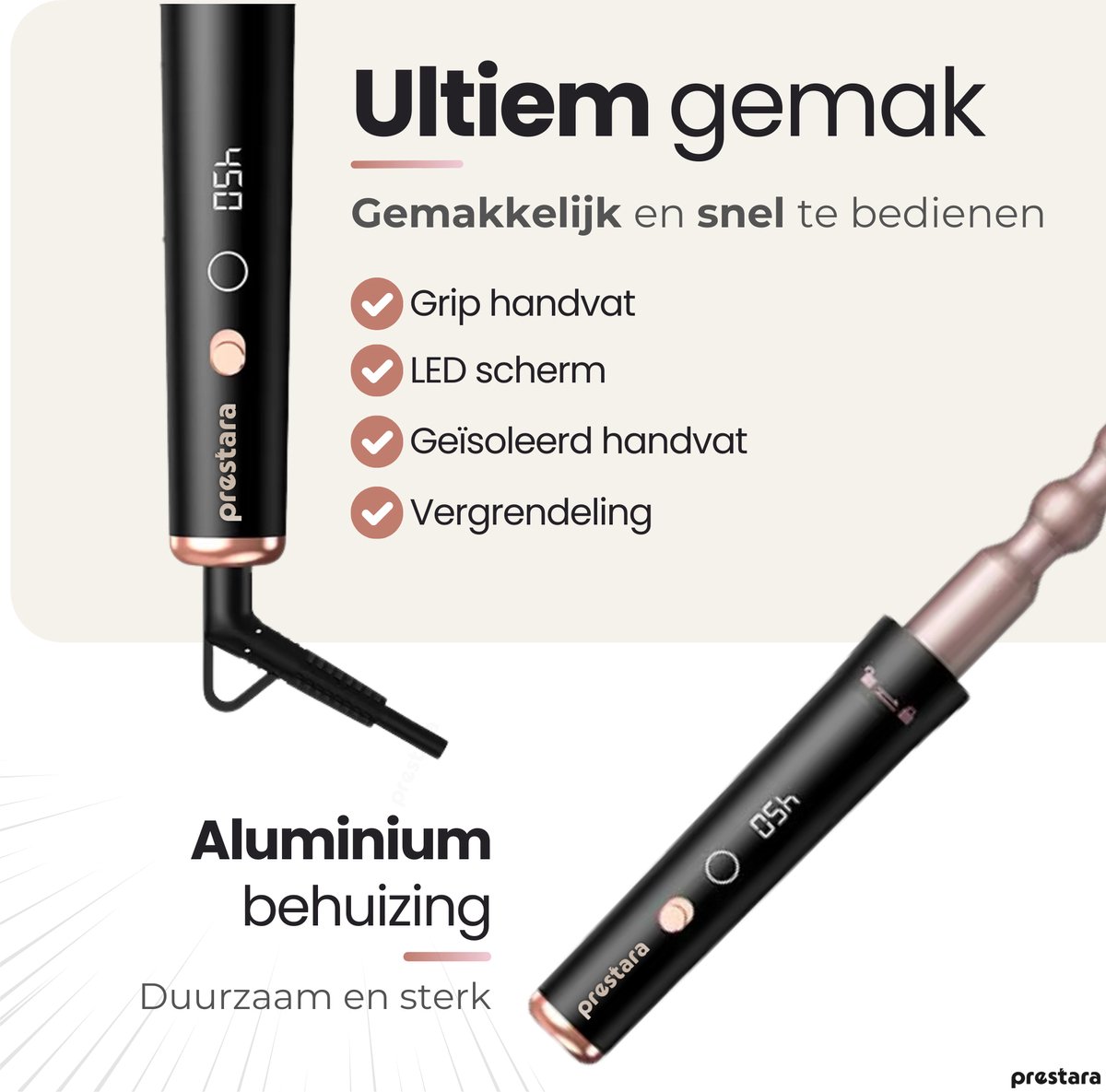 Prestara 5-in-1 krultang - 5 opzetstukken, tot 210°C thumbnail 4