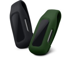 kwmobile 2x Clip Holders for Fitbit Inspire 3 / Inspire 2 / Ace 3 - Fitness Tracker Clip-On Holder Replacement Set - Black / Dark Green