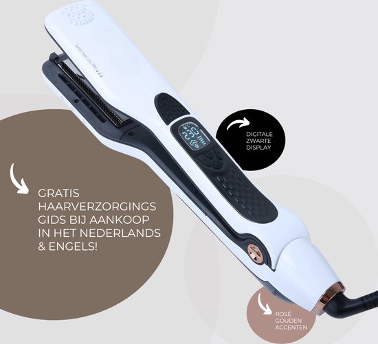SteamPlus | Steampod Professionnel | Lisseur à vapeur | Blanc | Noir | Or rose | 150 - 230°C| Céramique Tourmaline
