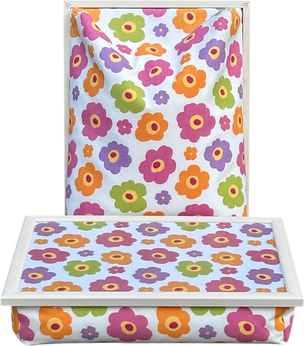 Andrews Laptray, Schoottafel, Schootkussen, Laptoptafel, Dienblad met kussen Flower Power