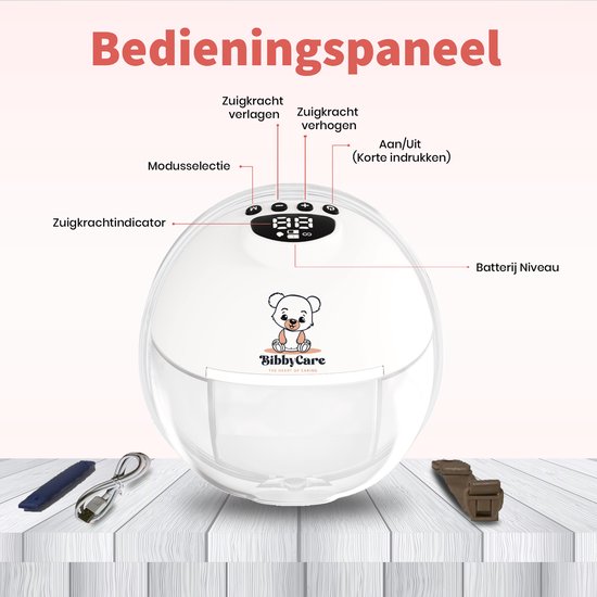 Bibbycare Elektrische Draadloze Borstkolf - Handsfree borstkolf - BPA-Vrij - Dubbele Borstkolf - Wit van Bibbycare — afbeelding 2