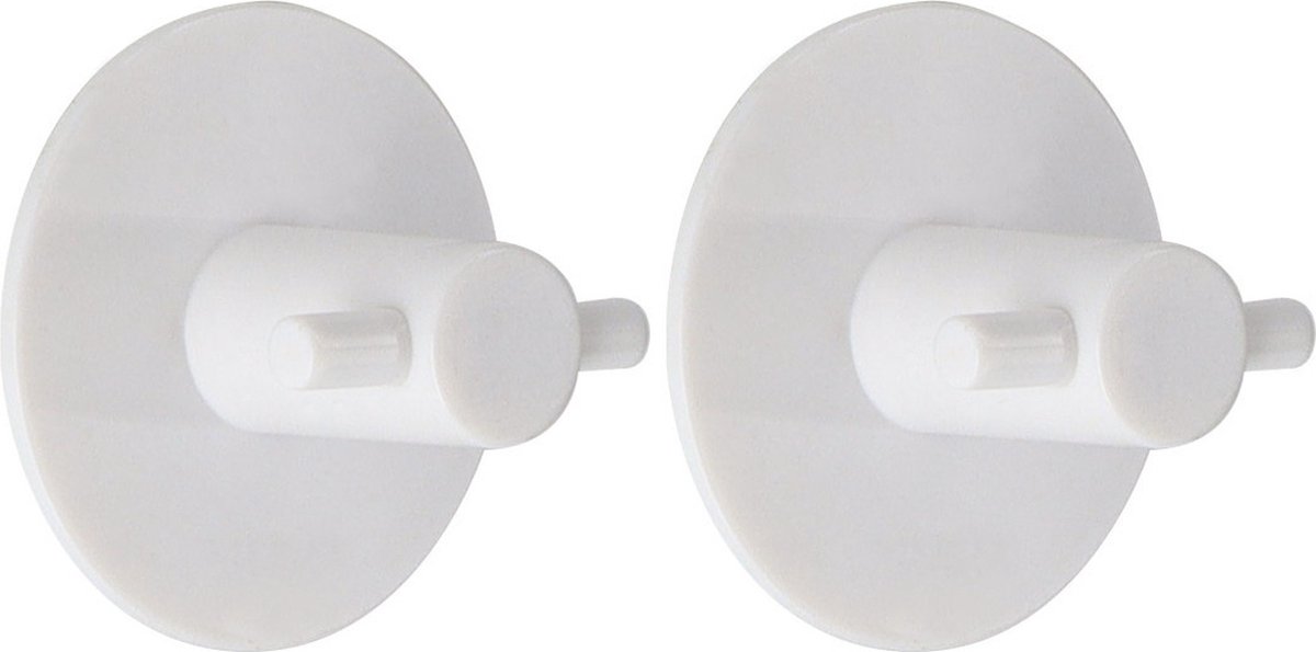 Tendance Plakhaakjes - 5 cm - Zelfklevende ophang haakjes - 2x stuks - kunststof - wit - keuken/badkamer haken