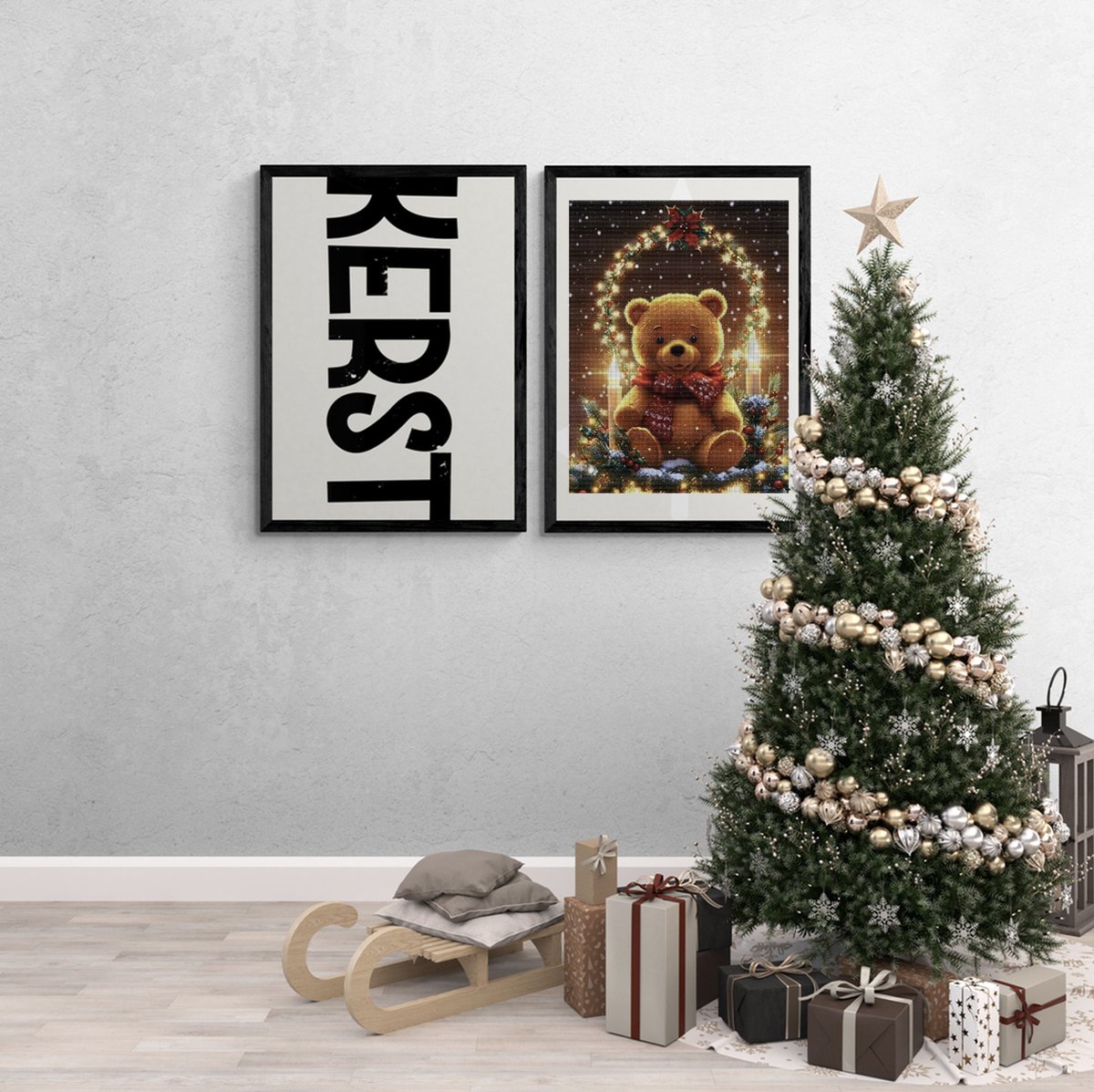 Paintd Diamond Painting Volwassenen Kinderen - Kerstmis kerst beer - 30x40 - Vierkante steentje — afbeelding 3