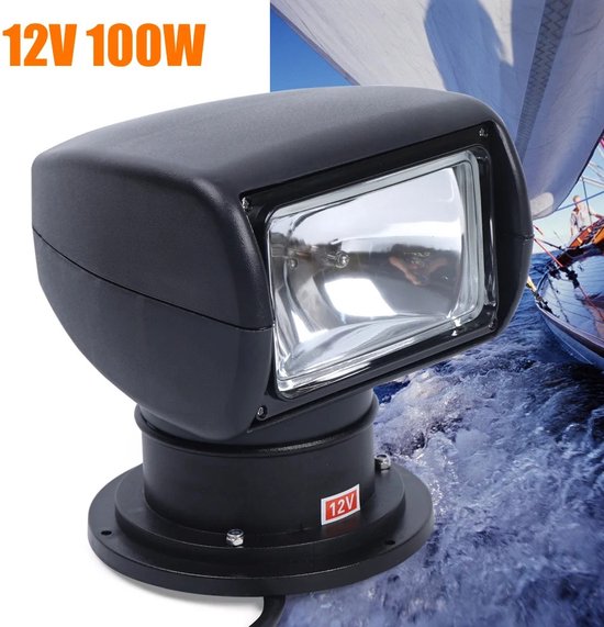 LED zoeklicht | draaibaar met remote | 1750 lumen | 12-24v | zwart | E LED zoeklicht | draaibaar met remote | 1750 lumen | 12-24v | zwart | E