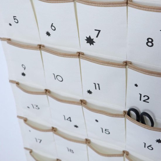 Calendrier De L'Avent En Tissu à Remplir 50x120 Cm - 24 Poches Réutilisables Rouge