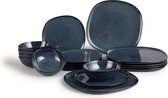 Bol.com Lifa Living 18 delig Bordenset - Servies 6 persoons - Denim blue - Keramiek aanbieding