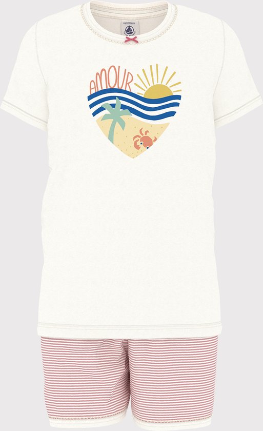 Pyjama Petit Bateau avec short en coton Ensemble pyjama Filles - Wit; Rose