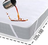 Protège matelas imperméable 120x190 - Protège matelas lavable - Respirant - Surface coton - Couvre matelas imperméable antibactérien avec 4 élastiques de Liserés - 100% imperméable - Protège matelas Incontinence 120x190 cm