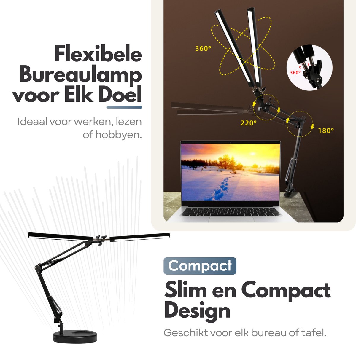 Sterla 2in1 Verstelbare LED Bureaulamp - 3 Lichtstanden thumbnail 5