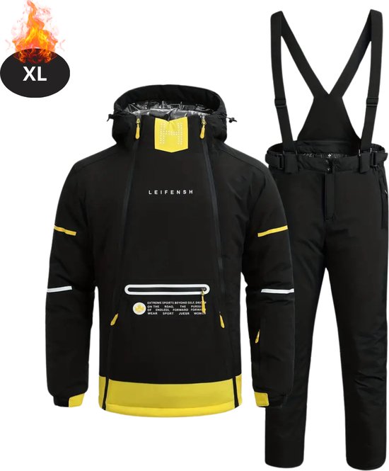 Nivard Combinaison de ski - Pantalon de ski - Veste de ski - Combinaison de ski - Sports d'hiver - Homme - 2 pièces - Zwart - Taille XL