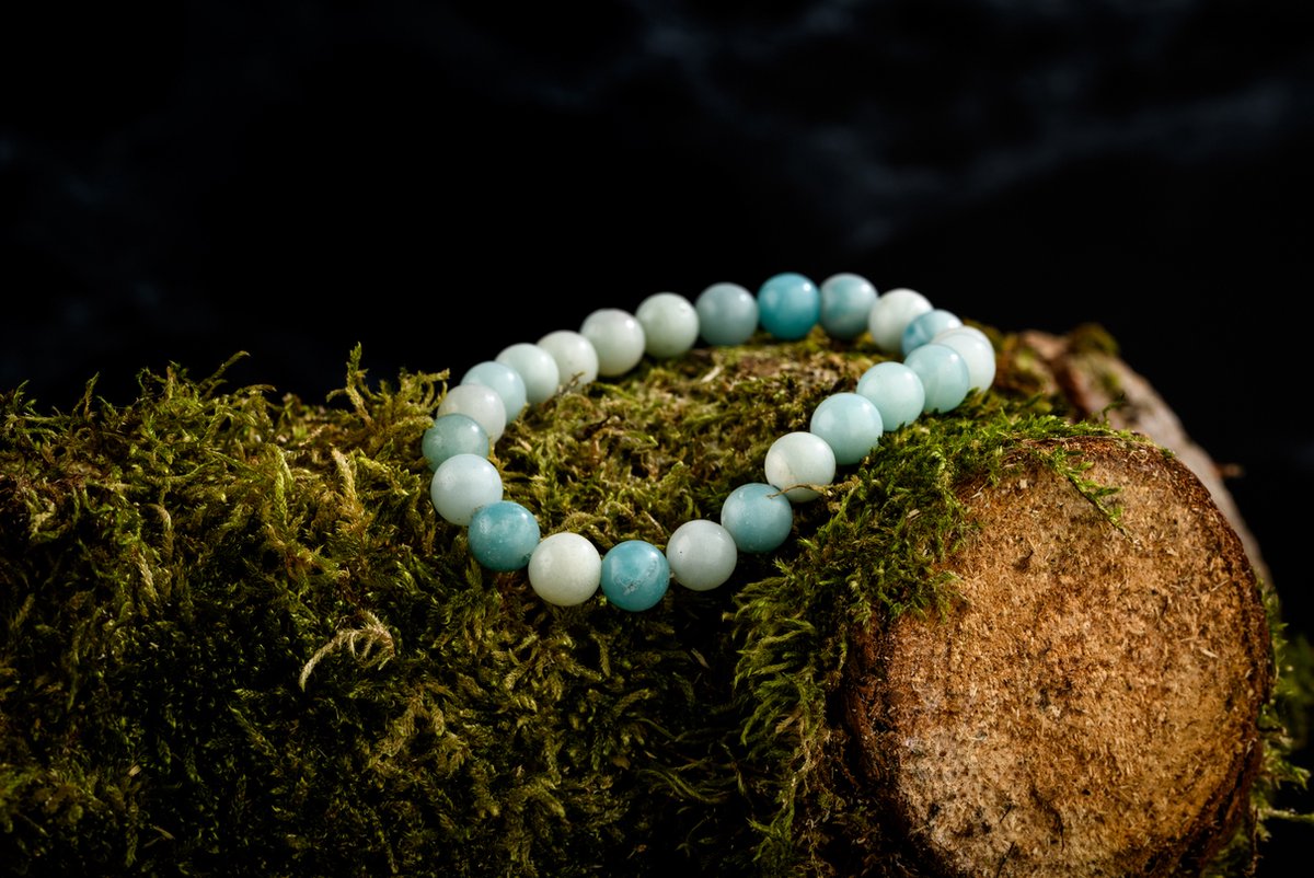 Donley - Reiki Blue white Stone natuursteen armband - Mystiek Aardingsjuweel voor Balans - Spirituele Heling en Innerlijke Kracht armband - buddha armband - Edelstenen - Reiki - Sieraden - Healing Crystals - Yoga armband - 21cm