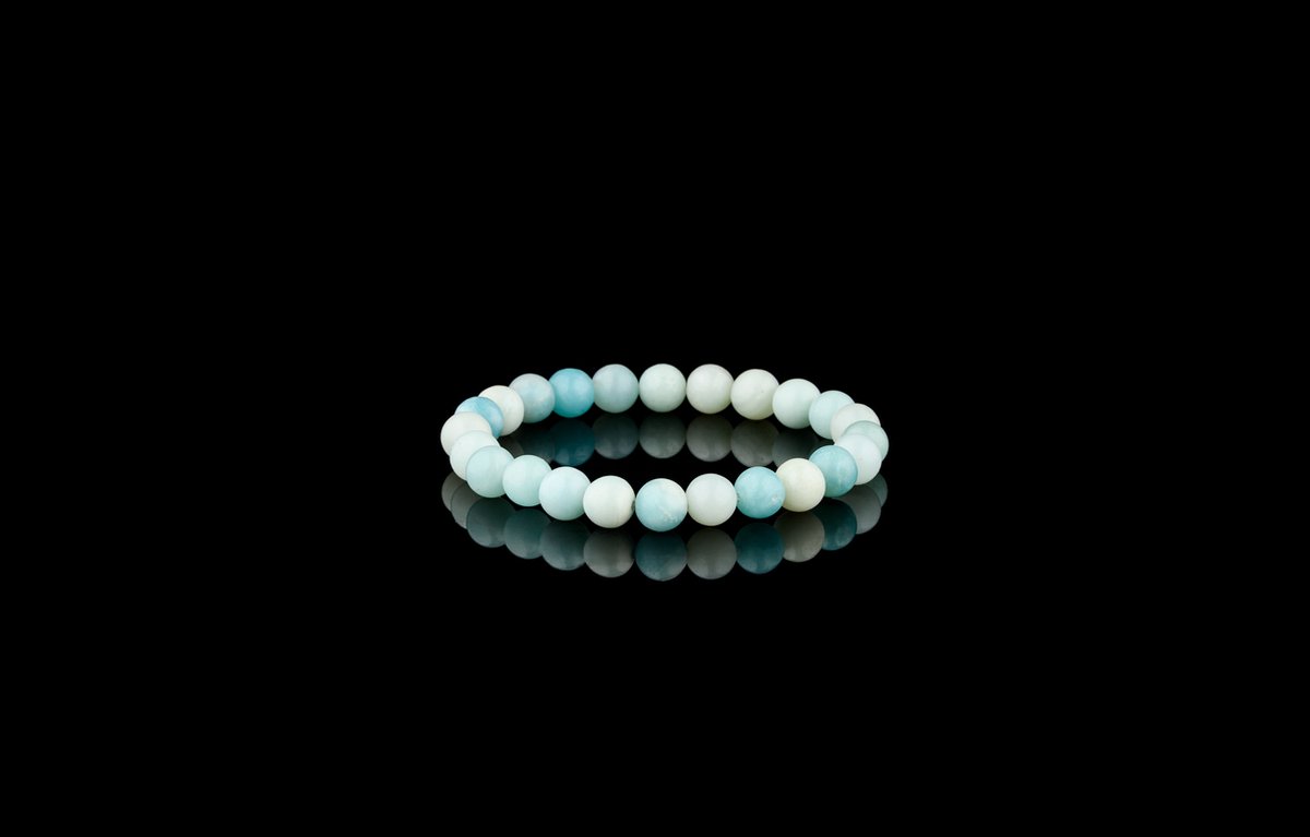 Donley - Reiki Blue white Stone natuursteen armband - Mystiek Aardingsjuweel voor Balans - Spirituele Heling en Innerlijke Kracht armband - buddha armband - Edelstenen - Reiki - Sieraden - Healing Crystals - Yoga armband - 19cm