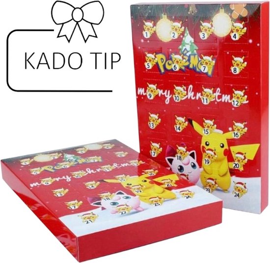 Twenty Two Adventskalender Merry Christmas 24 dagen aftelkalender 2025 - rood geschenkdoos met mini Poké poppetjes kalender aftelverassing voor kerst - cadeauset voor feestdagen, sinterklaascadeau, cadeau voor kinderen