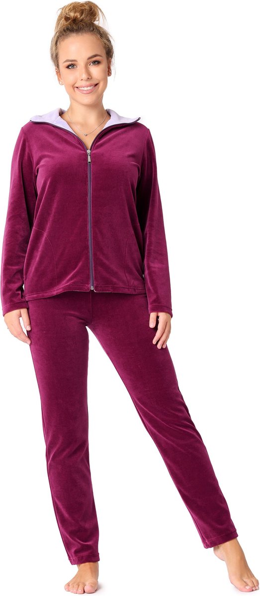Merry Style – Dames Huispak – Vrijetijdspak – Velours – MS-MG-SUIT5-n – Pruim/paars – XXL