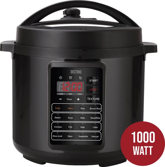 DistinQ Multicooker 10-in-1 - Snelkookpan - Pressure cooker - Rijstkoker - Slowcooker - Stomer - Sous-vide