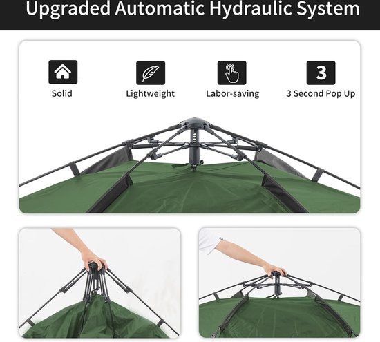 Pop-up Tent 3-4 Personen Automatische Kampeertent Frametenten Dubbeldeks Koepeltent Draagbare Familietent — afbeelding 3