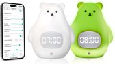 3Babies® Slaaptrainer – Slaapwekker Baby – Nachtlamp functie met Wekker – Kinderwekker – Wit Beertje – Inclusief App
