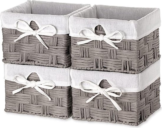 Set van 3 opbergmanden voor kinderen, mand van papieren touw, opbergmanden voor kinderkamer, badkamer, laden, keuken, woonkamer (drie maten