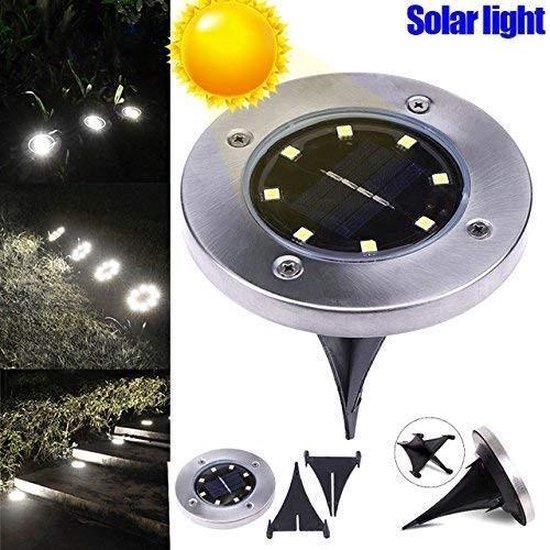 8x LED Grondspots Solar - Tuinverlichting - Zonne Energie - Waterdicht - 8 stuks
