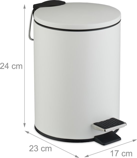 Poubelle Suspendue Wc Relaxdays Poubelle De Salle De Bain, 3 Litres, Mécanisme De Poubelle Salle De Bain