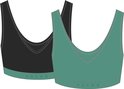 Soutiens-gorge Falke noirs et verts avec coutures apparentes et logo de la marque sur la bande.