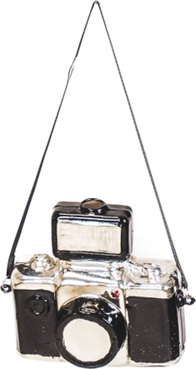 Kerstbal Camera - Kersthanger - Glas - 9,5x5x9cm - Fotocamera - Pictures - Photo - Kerstversiering - Foute Kerst