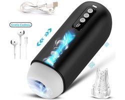 Lovemytoy® 360° deepthroat plezier en orgasme Automatische masturbator met 8 trillingsfrequenties - 8 zuigsnelheden - Vibrator voor mannen - Sex Toys voor Mannen black - Gawk Penis Stimulator