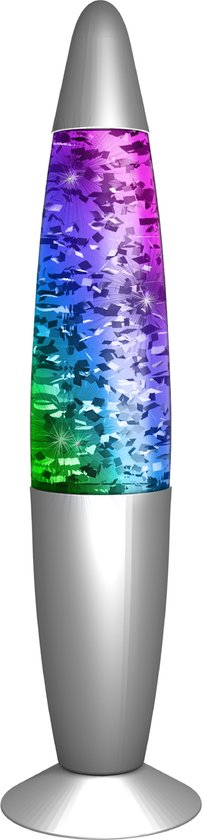 PartyFunLights - GlitterLamp - Zilver - Multi-Color LED - USB - Nachtlampje Kinderen - 34 cm hoog